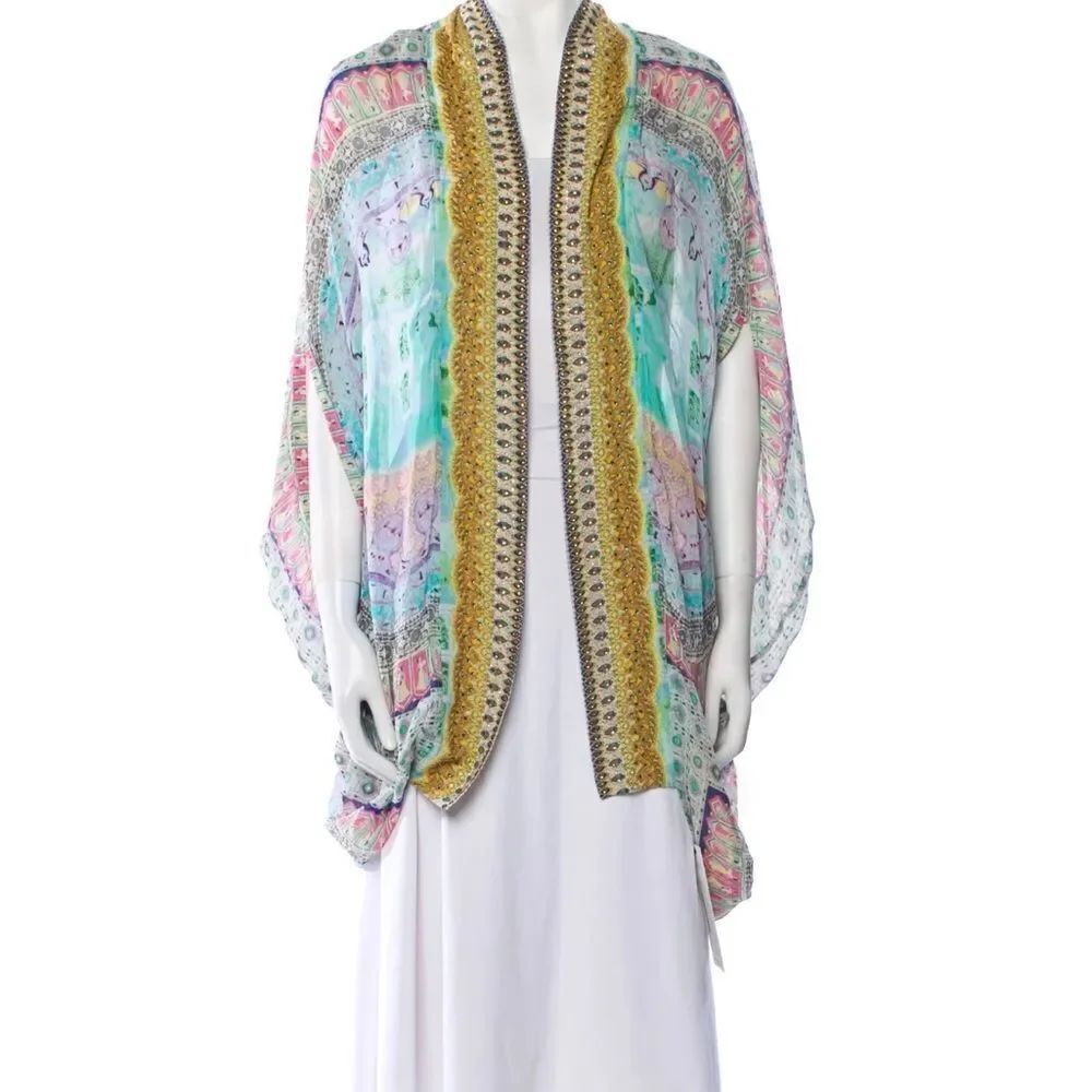 Camilla Silk Open Front Cardigan crystals one size - Picture 2 of 11
